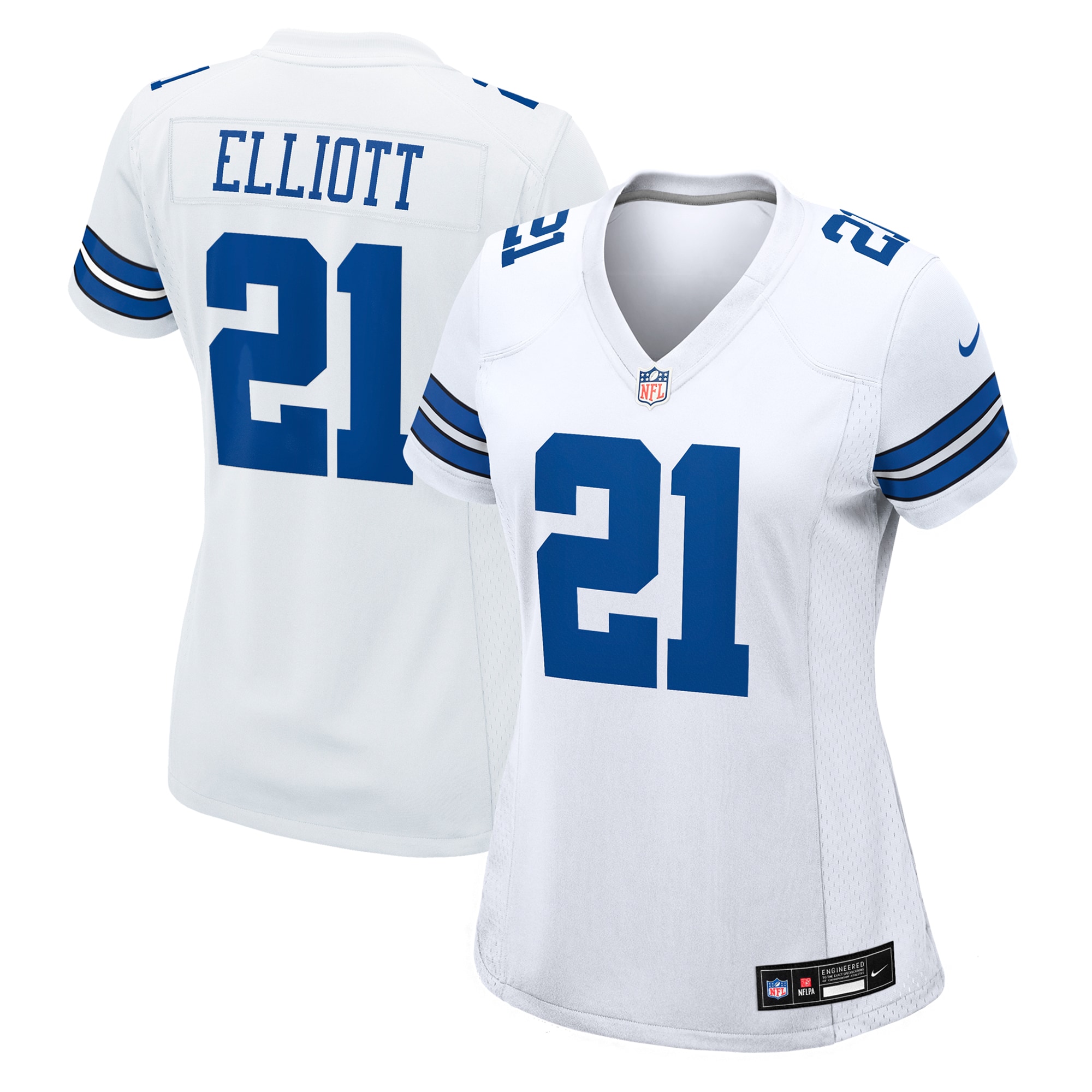 Dallas Cowboys Ezekiel Elliott White Team Game NFL Jersey Women's