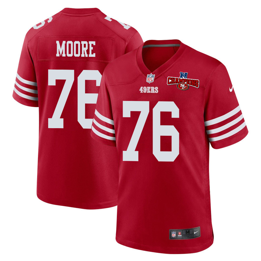Jaylon Moore 76 San Francisco 49ers NFC Champions Patch Game Scarlet NFL Jersey Men's