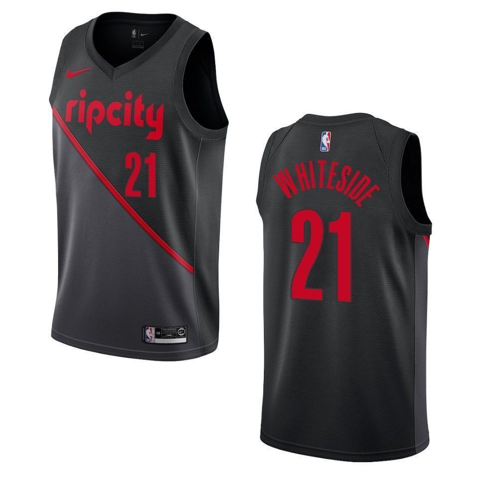 Portland Trail Blazers 21 Hassa Whiteside City Swingman Black NBA Jersey Men's