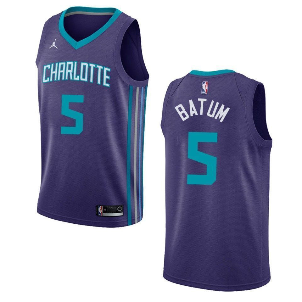 Charlotte Hornets 5 Nicolas Batum Statement Swingman Purple NBA Jersey Men's