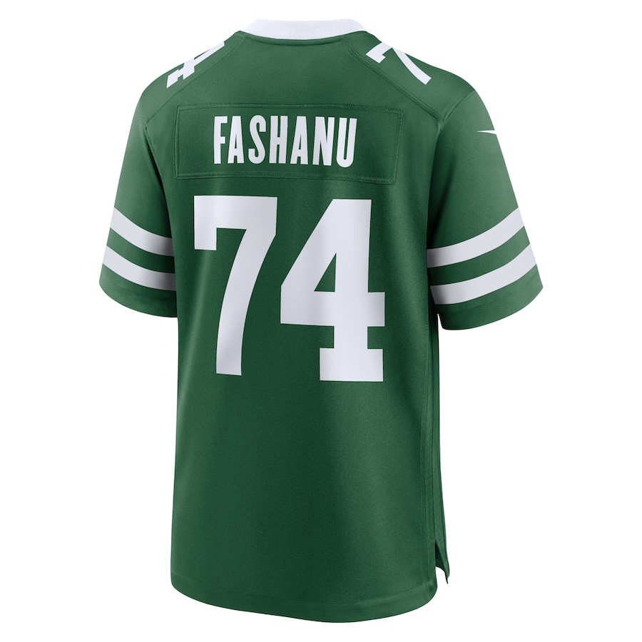 Olu Fashanu 74 New York Jets Team Game Legacy Green NFL Jersey Men's