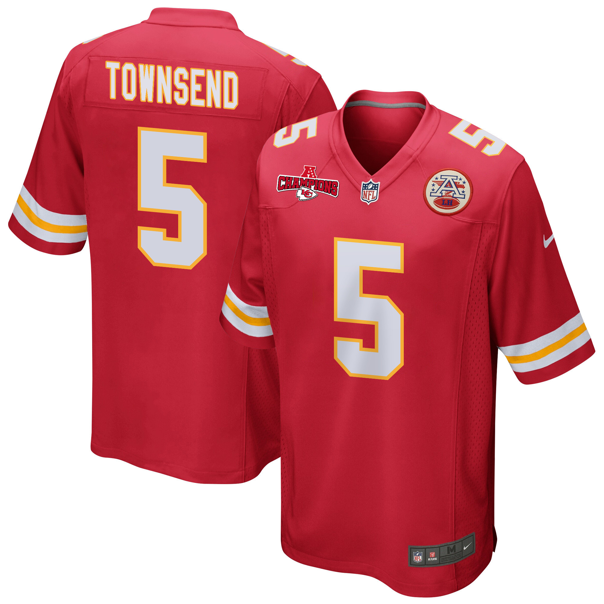 Tommy Townsend 5 Kansas City Chiefs AFC Champions Patch Game Red NFL Jersey Men's