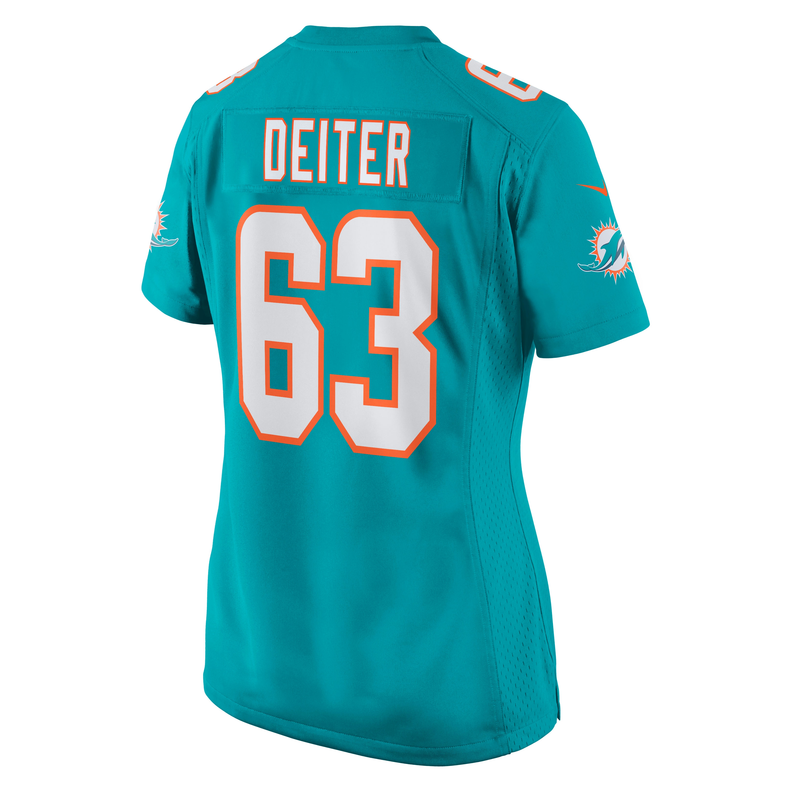 Miami Dolphins Michael Deiter Aqua Game NFL Jersey Women's