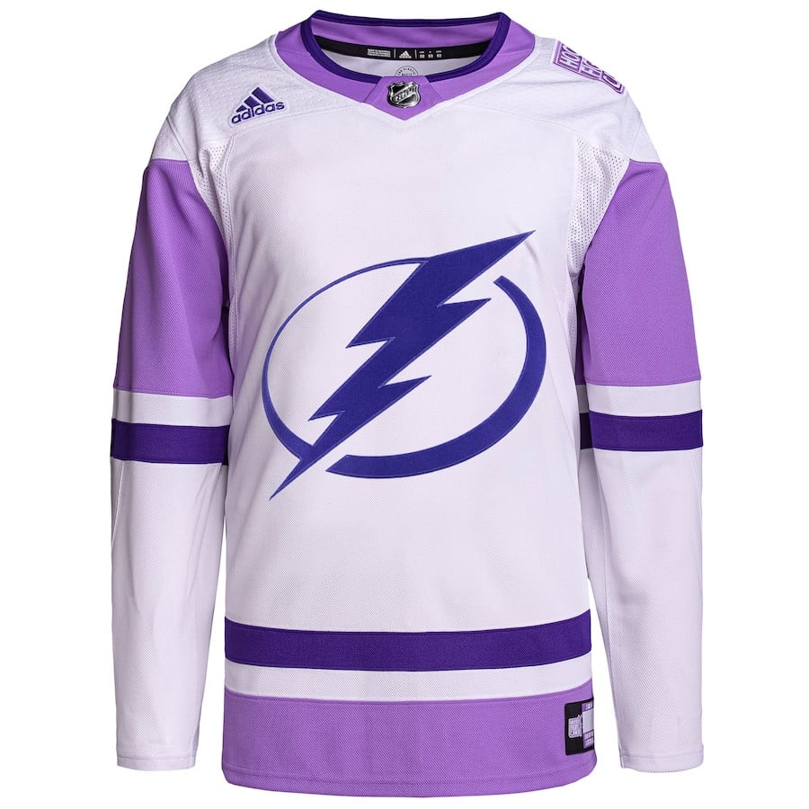 Tampa Bay Lightning Fights Cancer Primegreen White/Purple NHL Jersey Men's