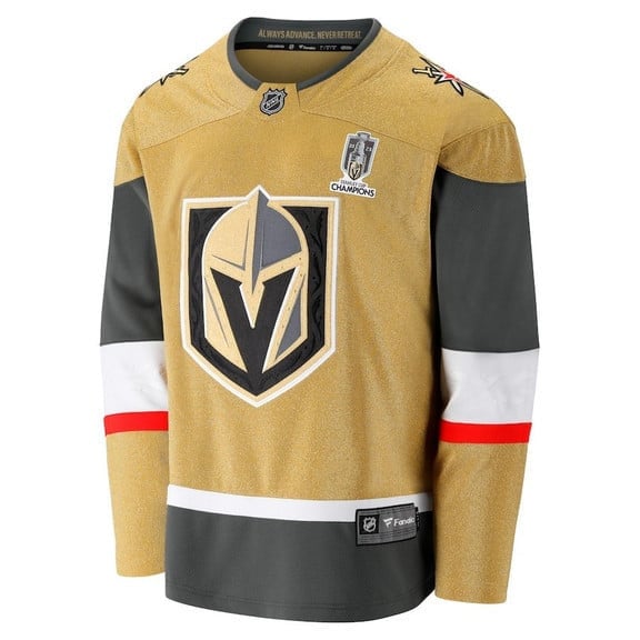 Adin Hill 33 Vegas Golden Knights 2023 Stanley Cup Champions Patch Breakaway Home Gold NHL Jersey Men's