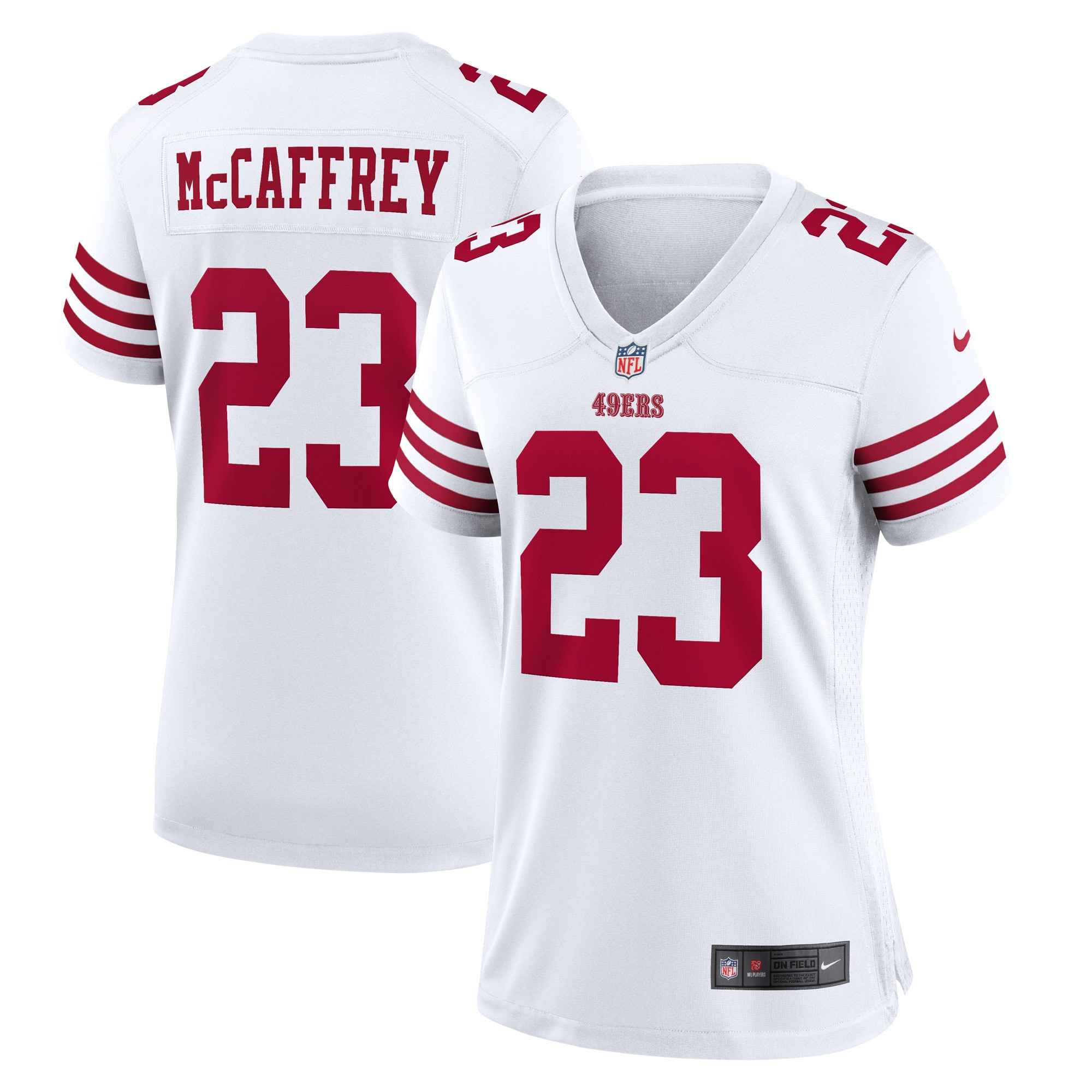 San Francisco 49ers Christian McCaffrey White Player NFL Jersey Women's