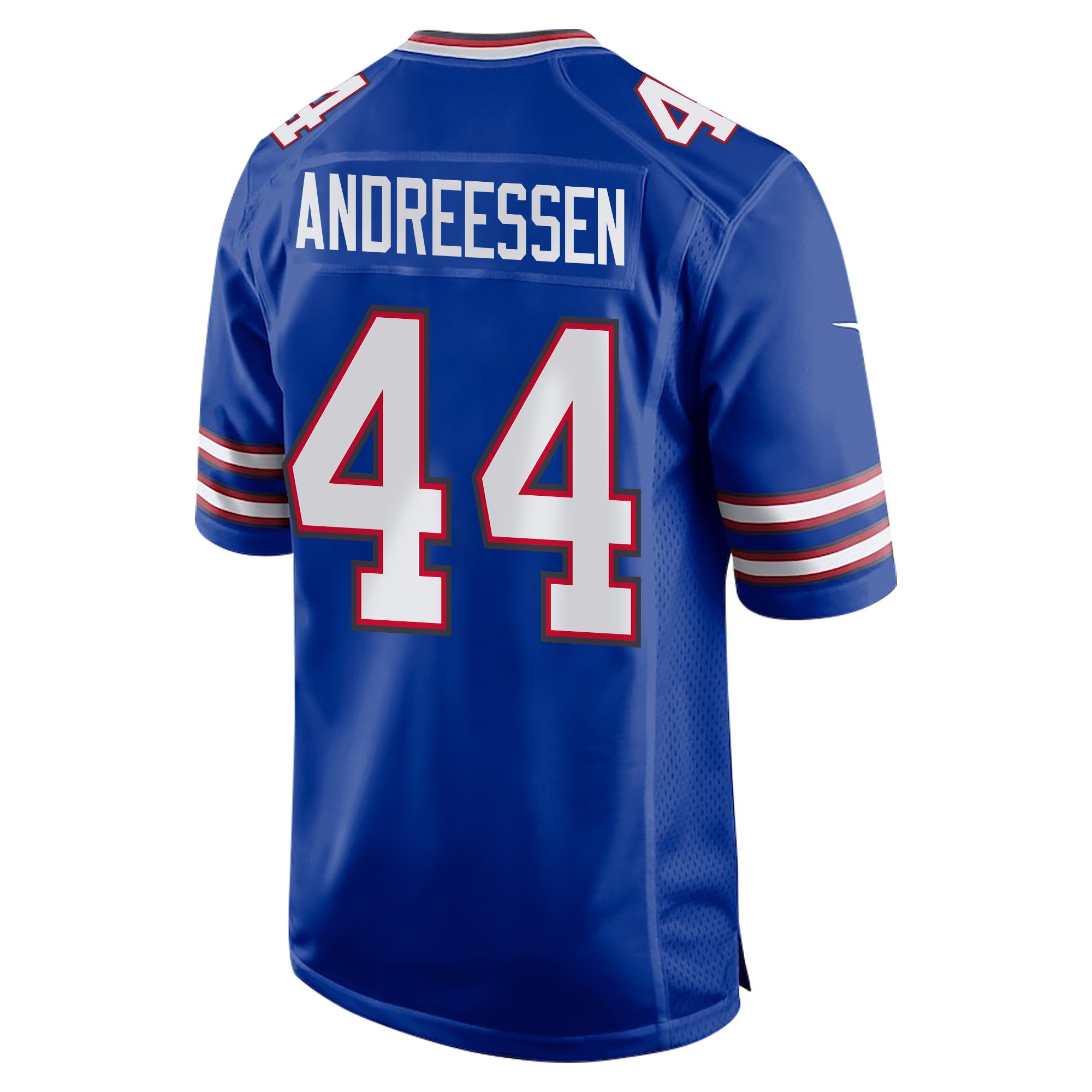 Joe Andreessen 44 Buffalo Bills Super Bowl LIX Champions Patch New Orleans A Symphony of Sport' EMBROIDERED Game Royal NFL Jersey Men's