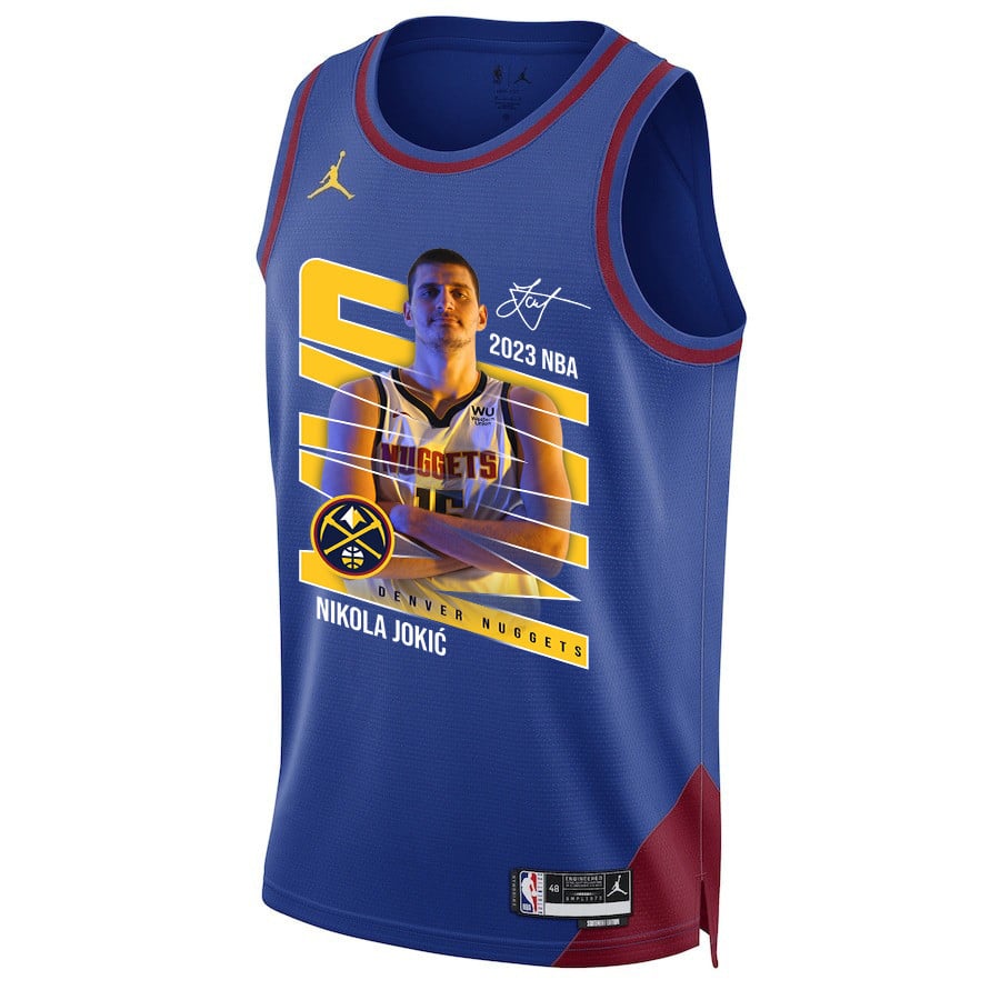 Nikola Jokic 15 Denver Nuggets Clown Prince 2023 Champions Swingman Blue NBA Jersey Men's
