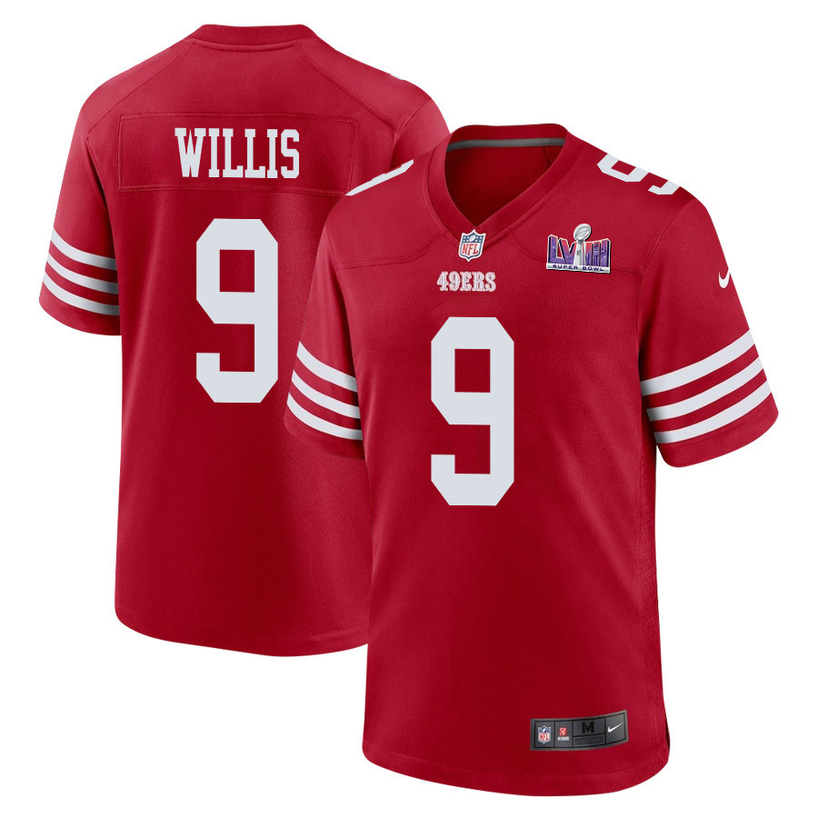 Brayden Willis 9 San Francisco 49ers Super Bowl LVIII Patch Game Scarlet NFL Jersey Men's