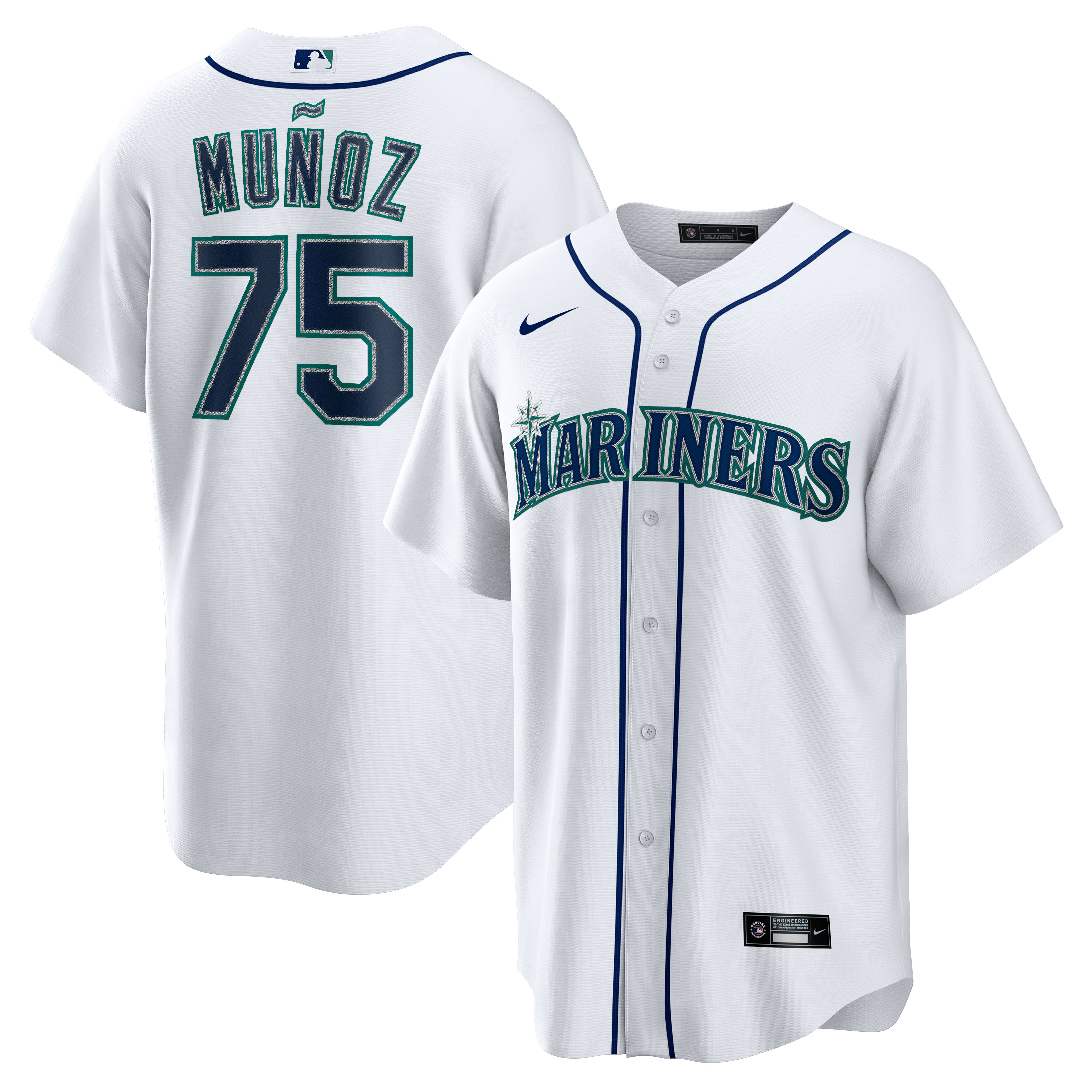 Seattle Mariners Andr?s Mu?oz White Home Player MLB Jersey Men's