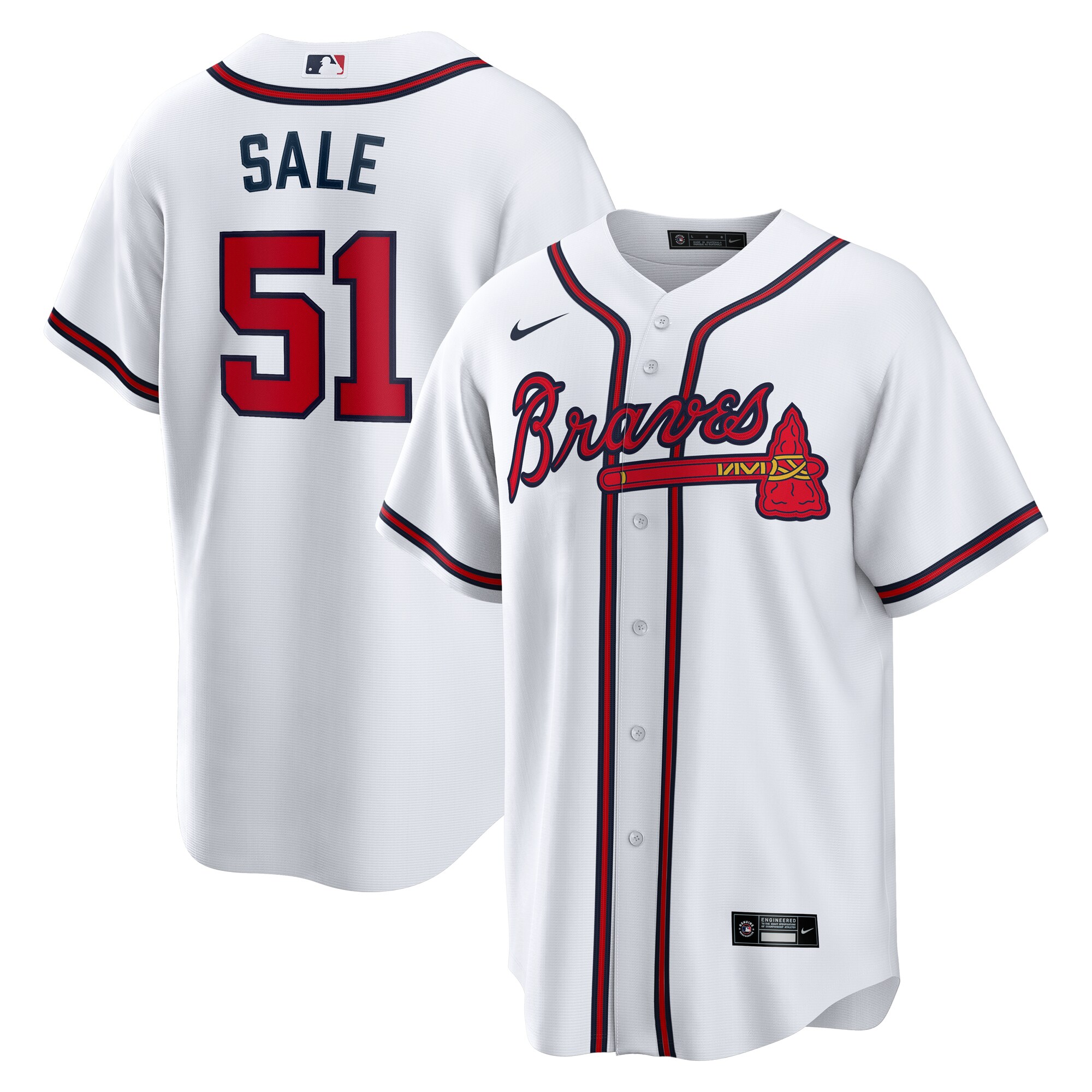 Atlanta Braves Chris Sale White Home MLB Jersey Men's