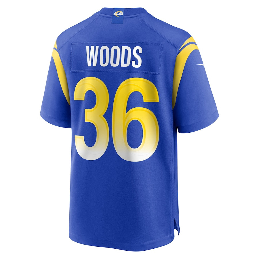 Charles Woods 36 Los Angeles Rams Game Royal NFL Jersey Men's