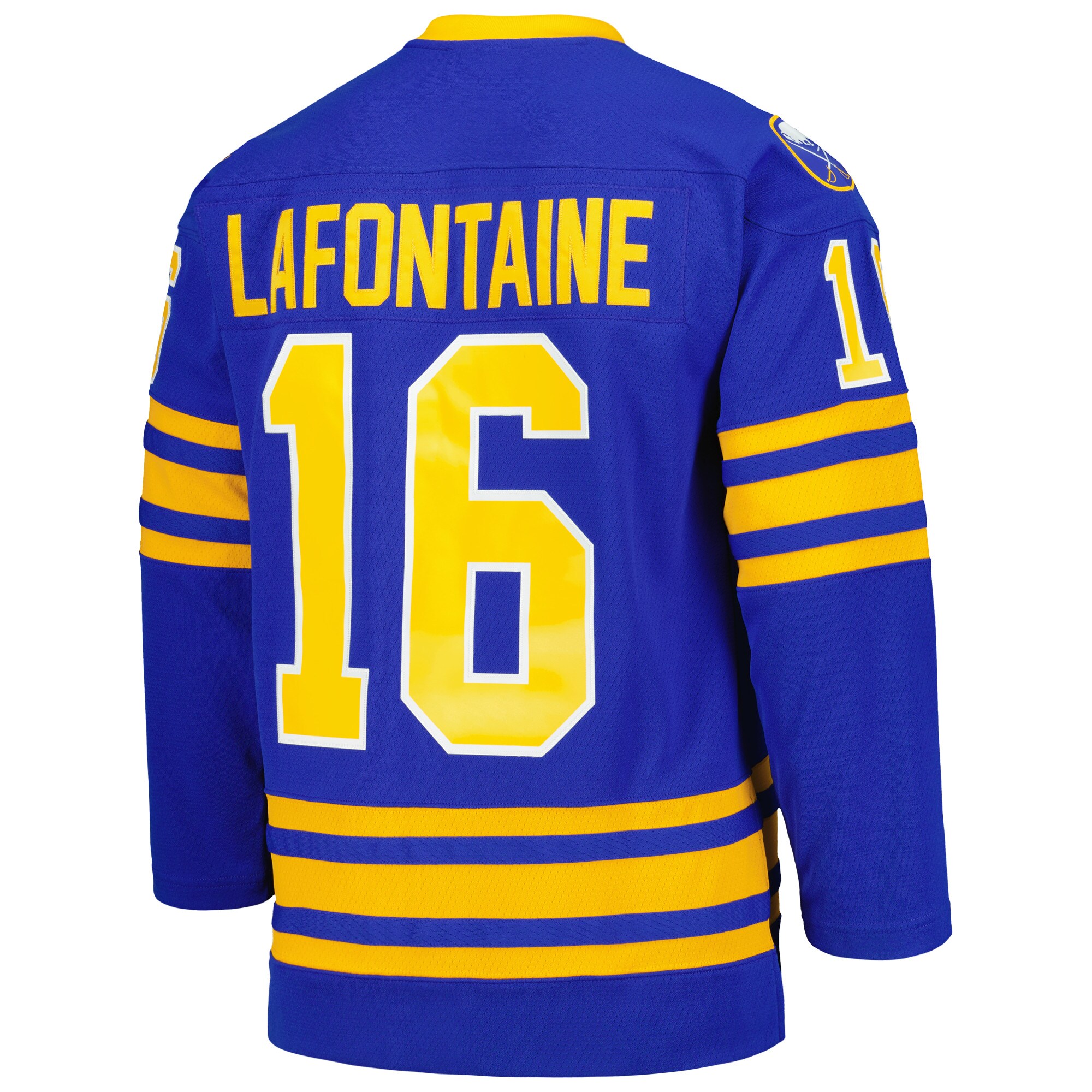 Buffalo Sabres Pat LaFontaine Mitchell Ness Royal Captain Patch 1992/93 Blue Line Player NHL Jersey Men's