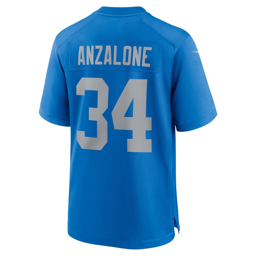 Alex Anzalone 34 Detroit Lions Alternate Game Blue NFL Jersey Men's