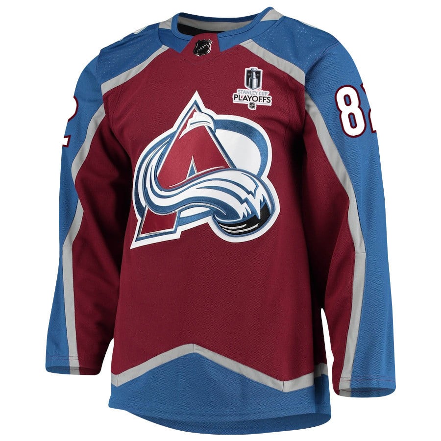 Caleb Jones 82 Colorado Avalanche 2024 Playoffs Patch Home Men NHL Jersey Men's
