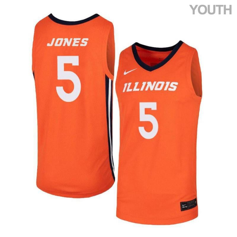 5 Tevian Jones Orange Elite Illinois Fighting Illini NCAA Jersey Youth