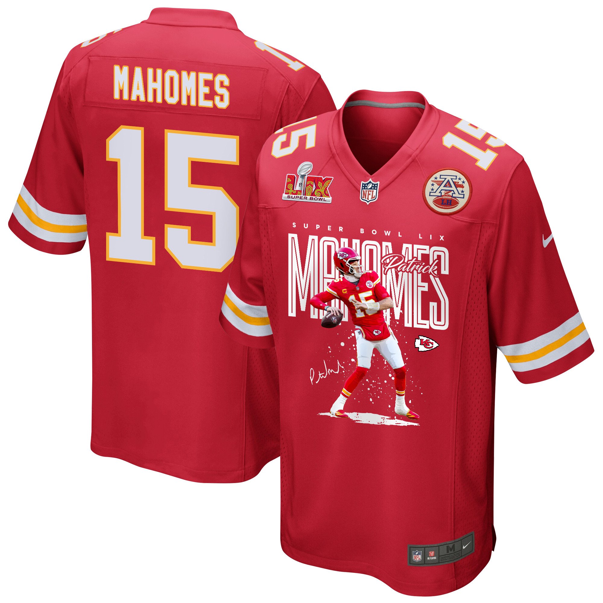 Patrick Mahomes 15 Kansas City Chiefs Throw The Ball Game Red NFL Jersey Men's