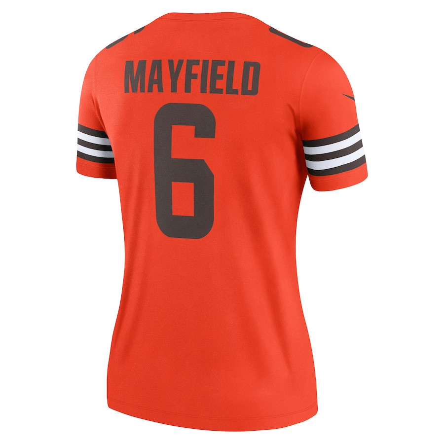 Baker Mayfield 6 Cleveland Browns Inverted Legend Orange NFL Jersey Women's