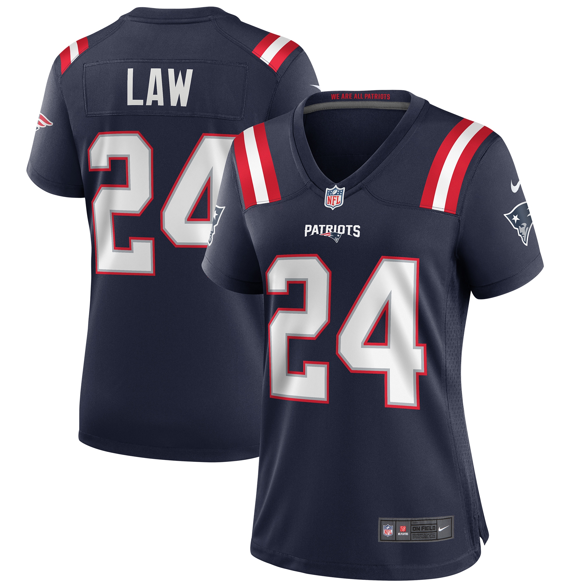 New England Patriots Ty Law Navy Game Retired Player NFL Jersey Women's