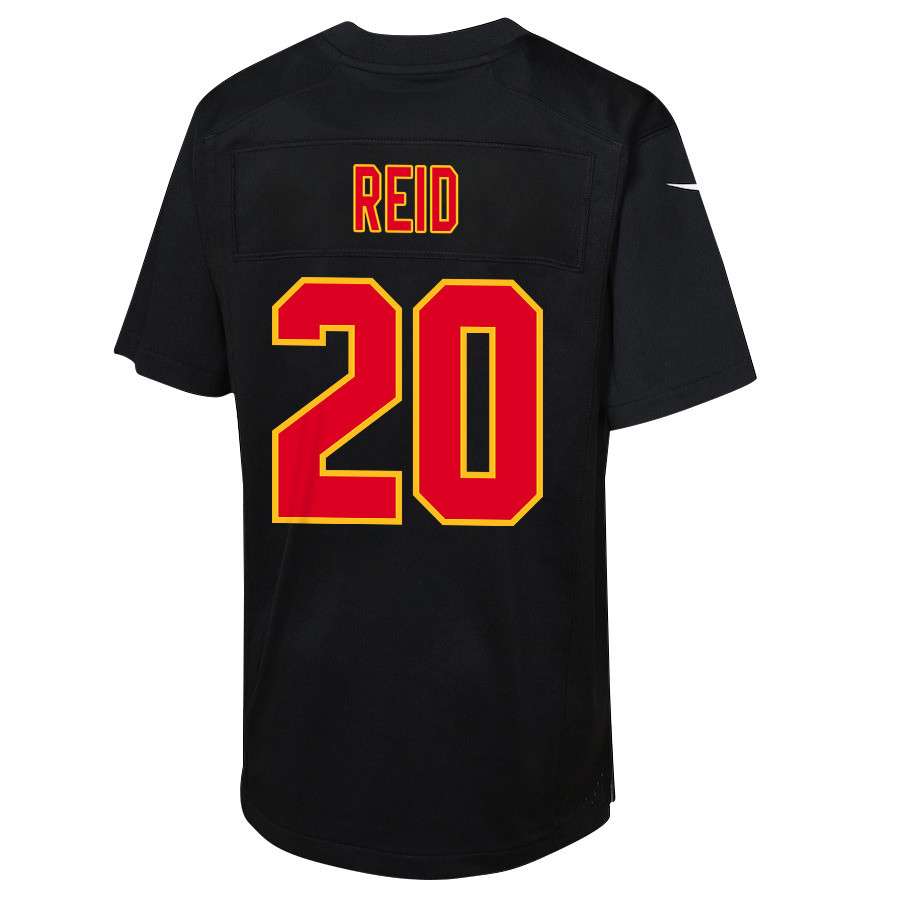 Justin Reid 20 Kansas City Chiefs Super Bowl LVIII Champions 4X Fashion Game Carbon Black NFL Jersey Youth