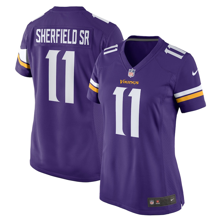 Trent Sherfield Sr. 11 Minnesota Vikings Game Purple NFL Jersey Women's