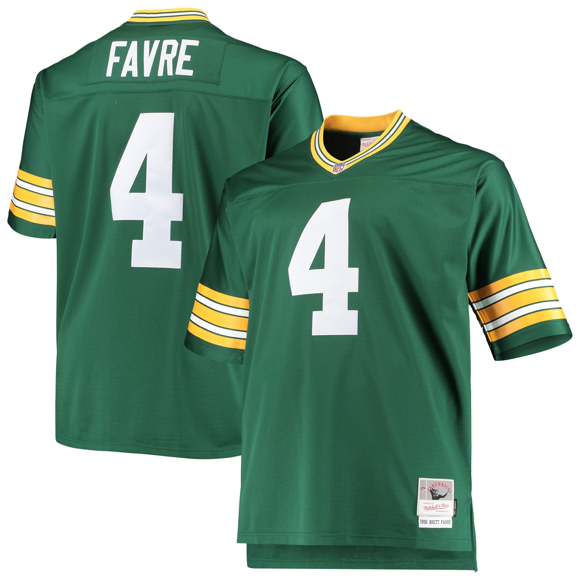 Green Bay Packers Brett Favre Mitchell Ness Green Big Tall 1996 Retired Player NFL Jersey Men's