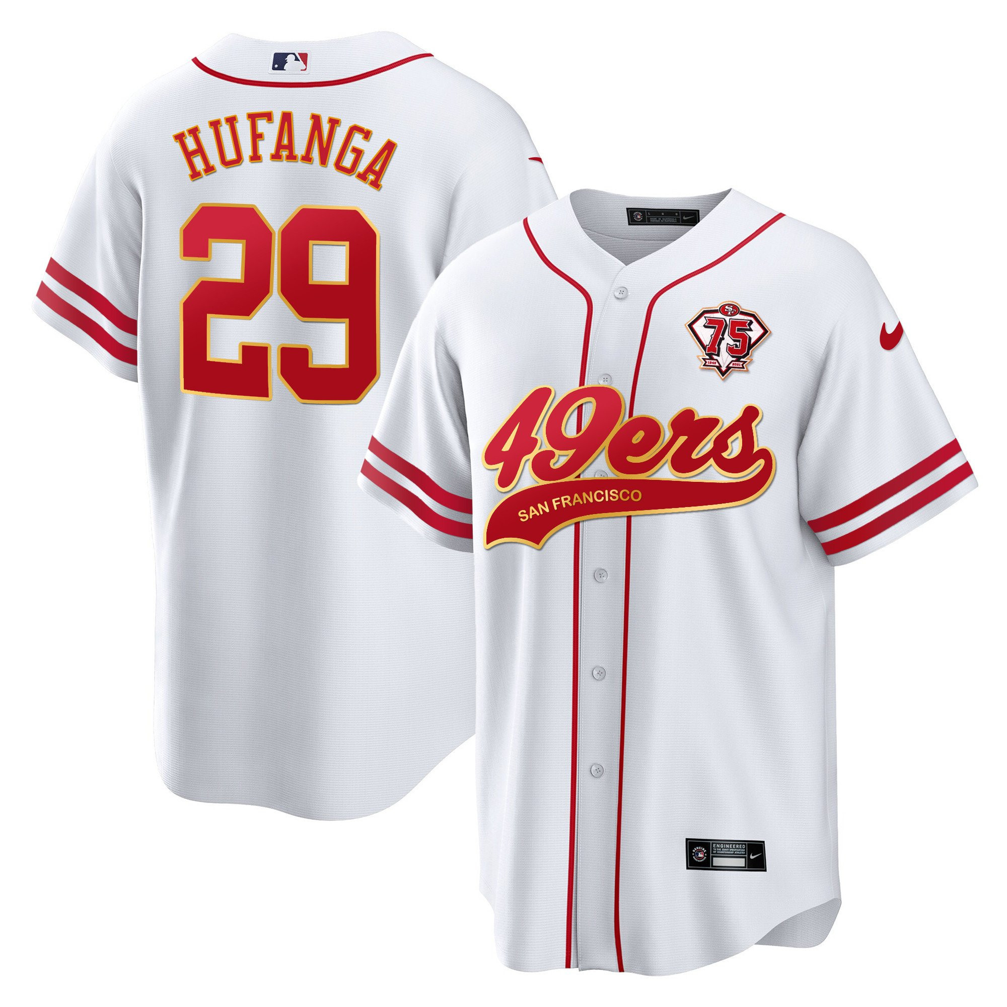 Talanoa Hufanga 29 San Francisco 49ers White MLB Jersey Men's