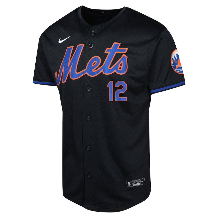Francisco Lindor 12 New York Mets Alternate Limited Black MLB Jersey Youth
