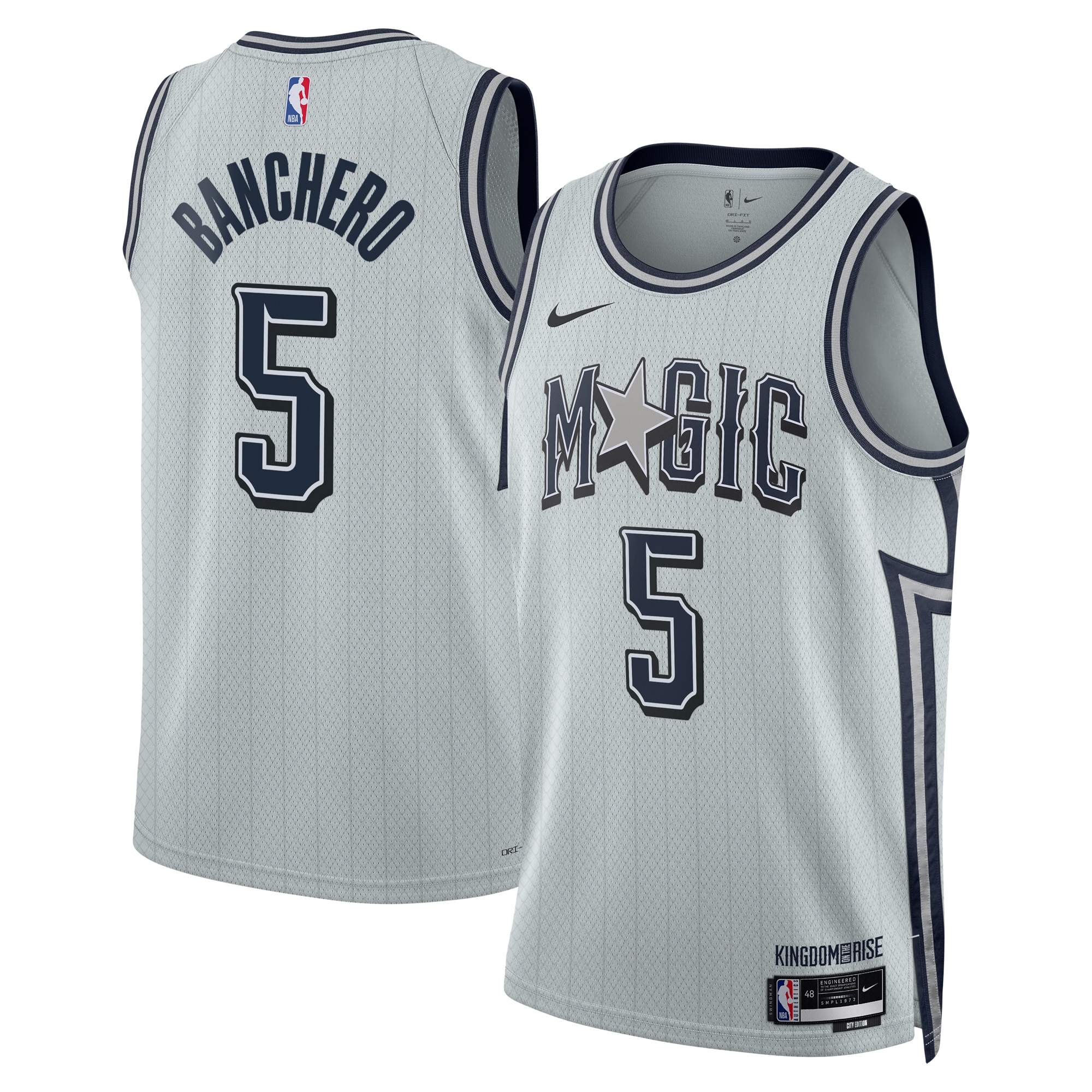 Camiseta City Edition Swingman Orlando Magicc 2024 Plateada Paolo Bancher Unisex NBA Jersey Unisex
