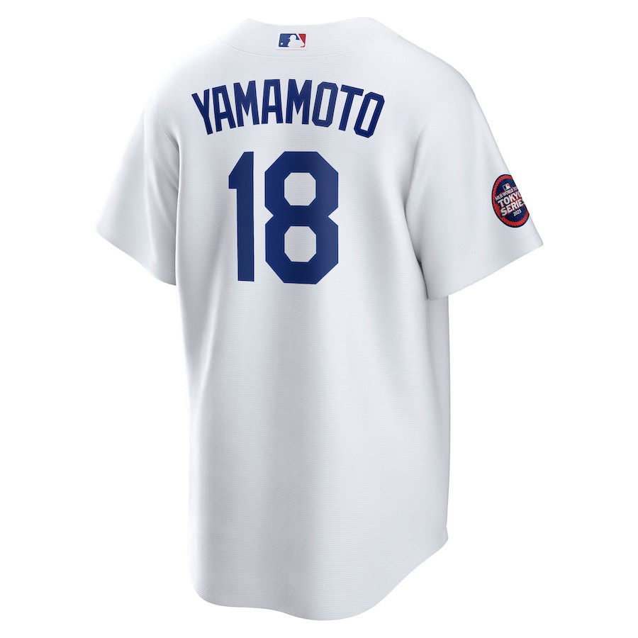 Yoshinobu Yamamoto 18 Los Angeles Dodgers 2025 World Tour: Tokyo Series Home Player White MLB Jersey Men's