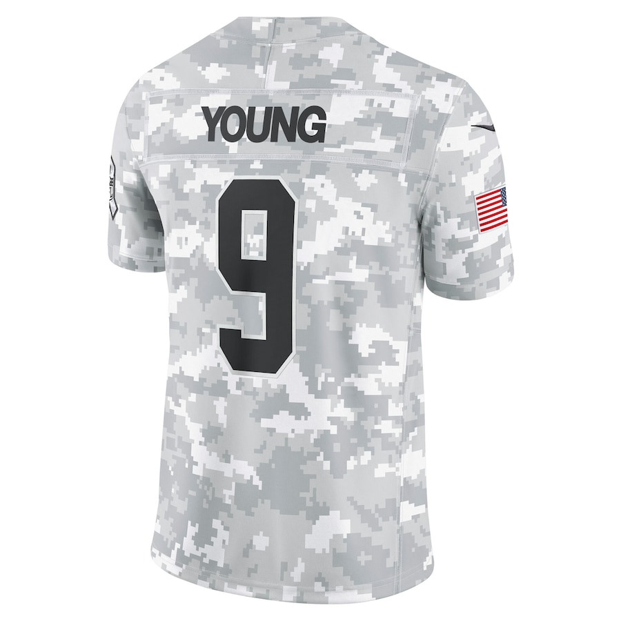 Bryce Young 9 Carolina Panthers 2024 Salute to Service Limited Arctic Camo NFL Jersey Men's