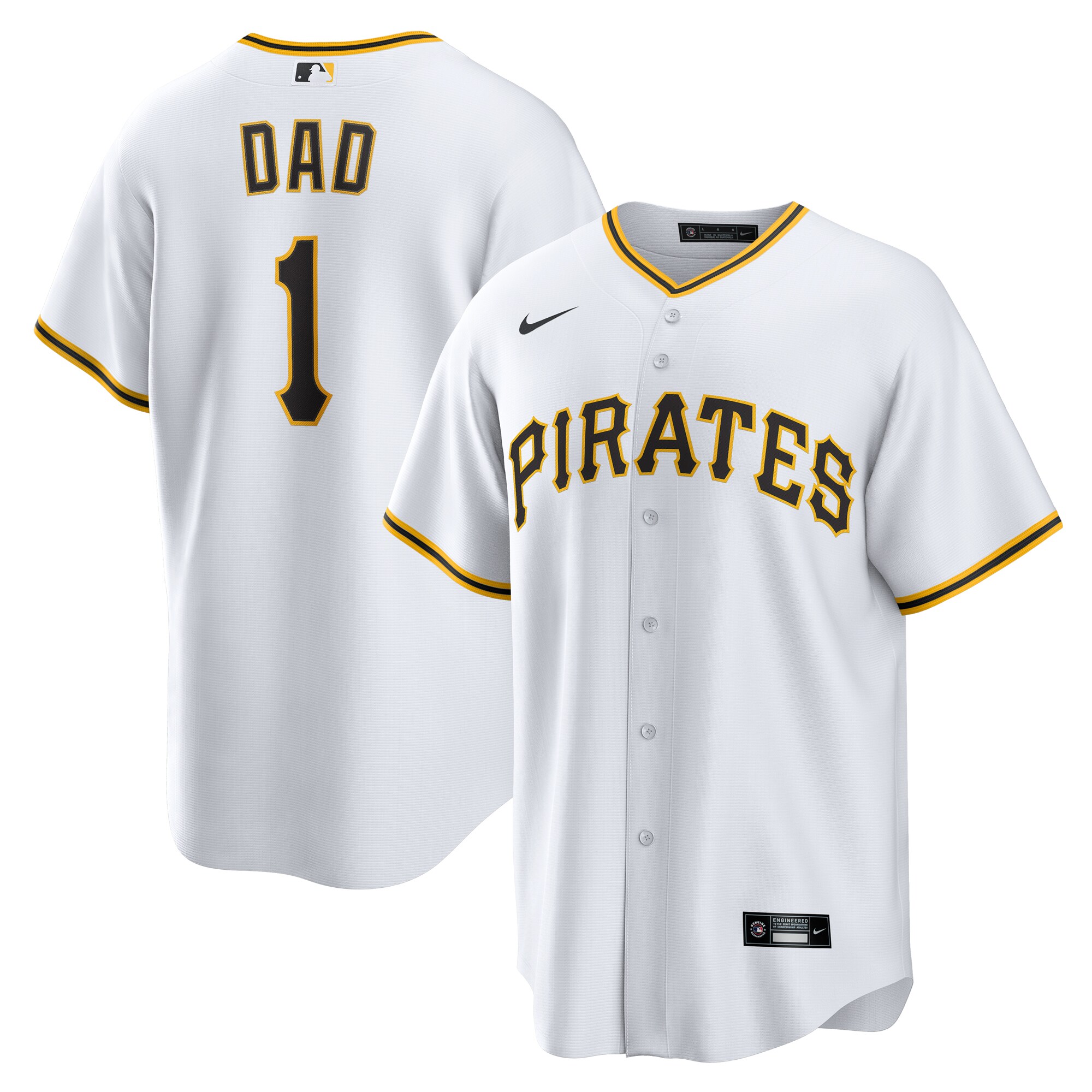 Pittsburgh Pirates White #1 Dad Home MLB Jersey Men's