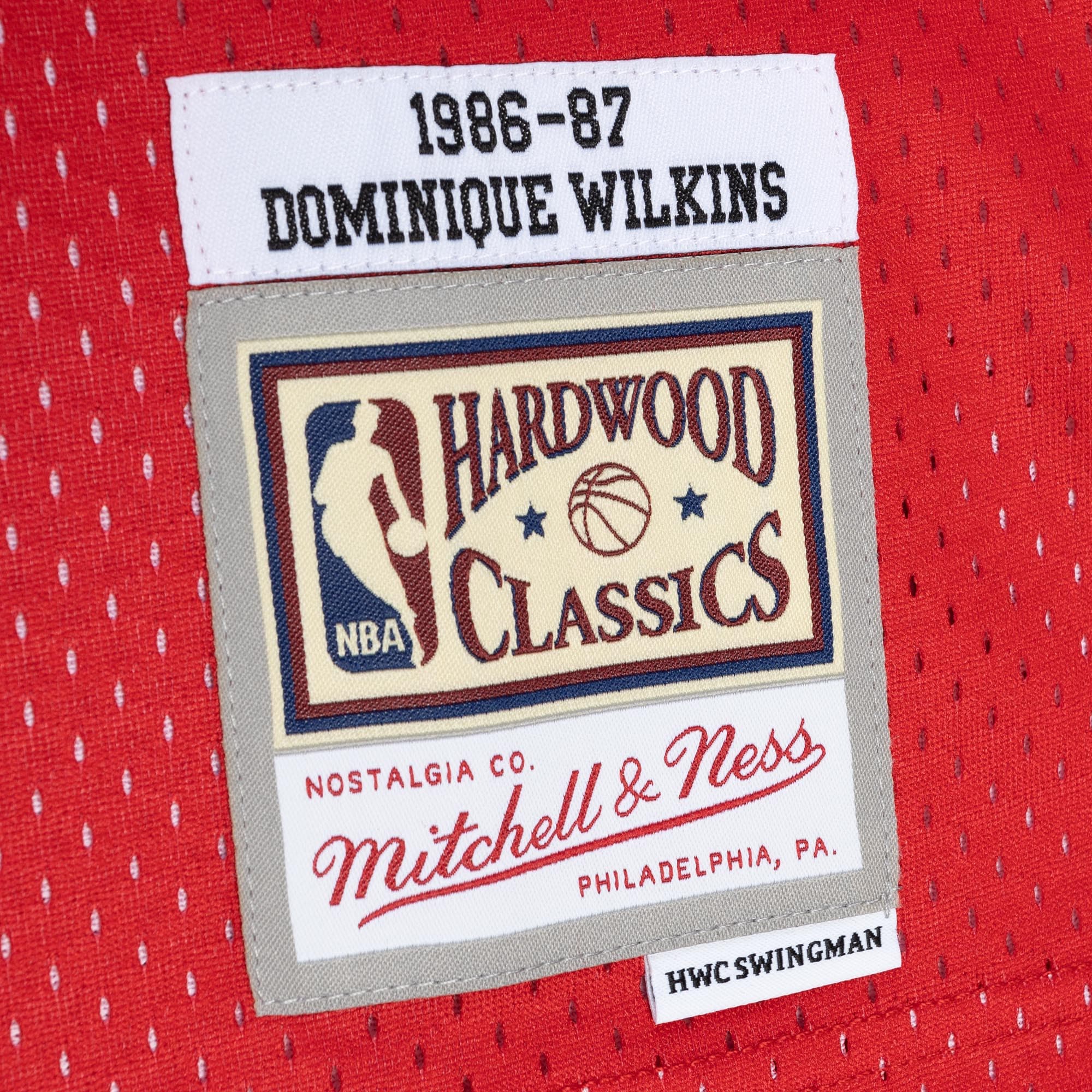 Mitchell Ness Dominique Wilkins Yellow/Red Atlanta Hawks Hardwood Classics 1986/87 Split Swingman NBA Jersey Men's