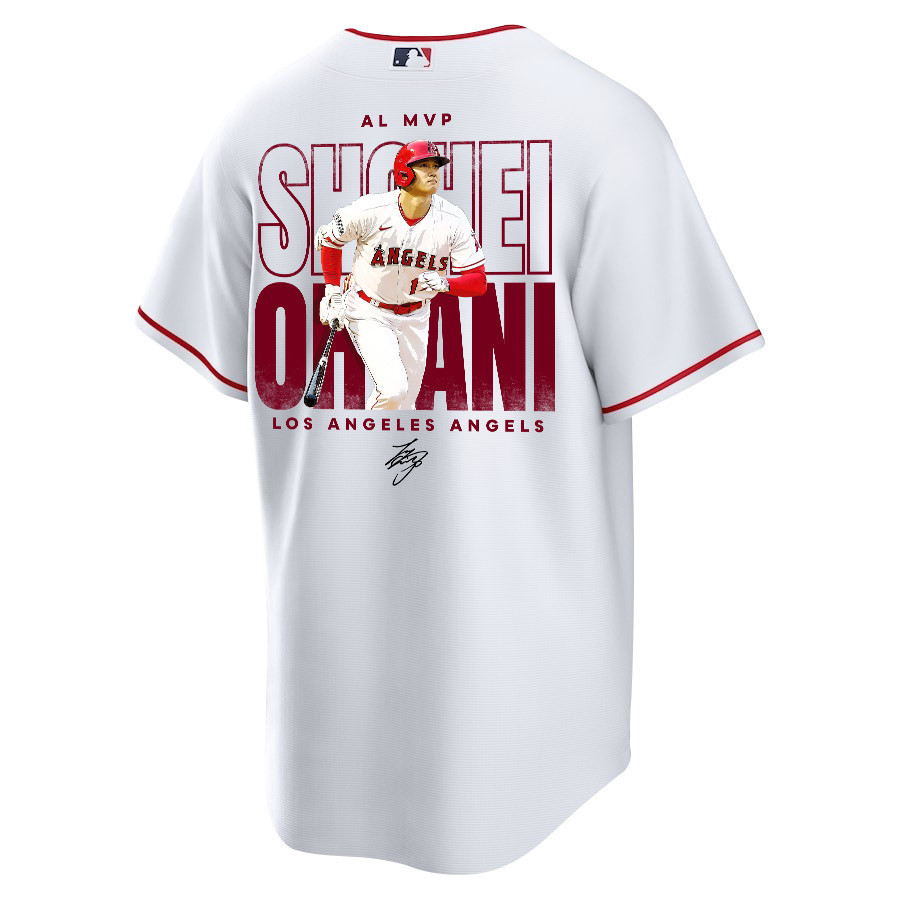 Shohei Ohtani 17 Los Angeles Angels Signed Name 2023 Home Player White MLB Jersey Men's
