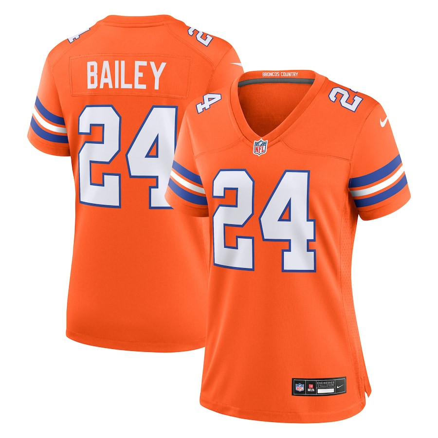 Champ Bailey 24 Denver Broncos Mile High Collection 1977 Throwback Retired Player Game Orange NFL Jersey Women's