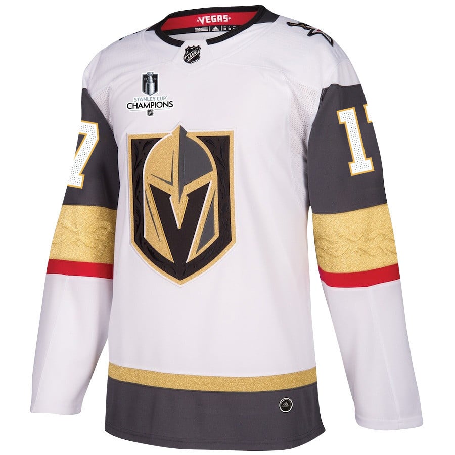 Ben Hutton 17 Vegas Golden Knights Stanley Cup 2023 Champions Patch Away Breakaway White NHL Jersey Men's