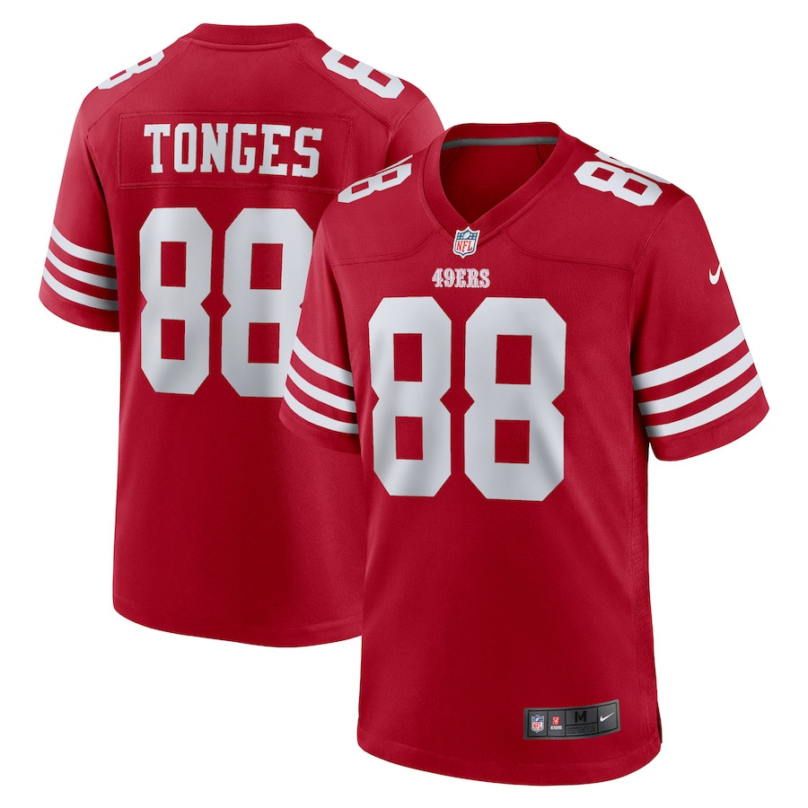 Jake Tonges 88 San Francisco 49ers Team Game Scarlet NFL Jersey Men's