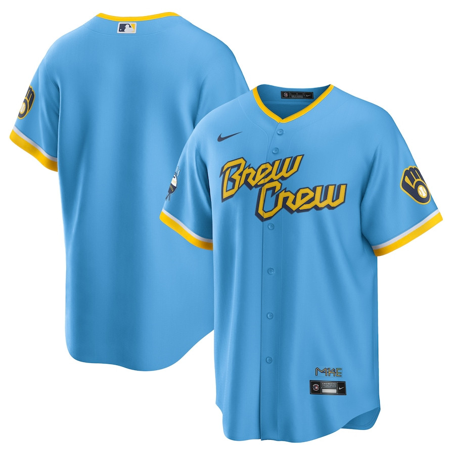 Milwaukee Brewers City Connect Team Powder Blue MLB Jersey Men's
