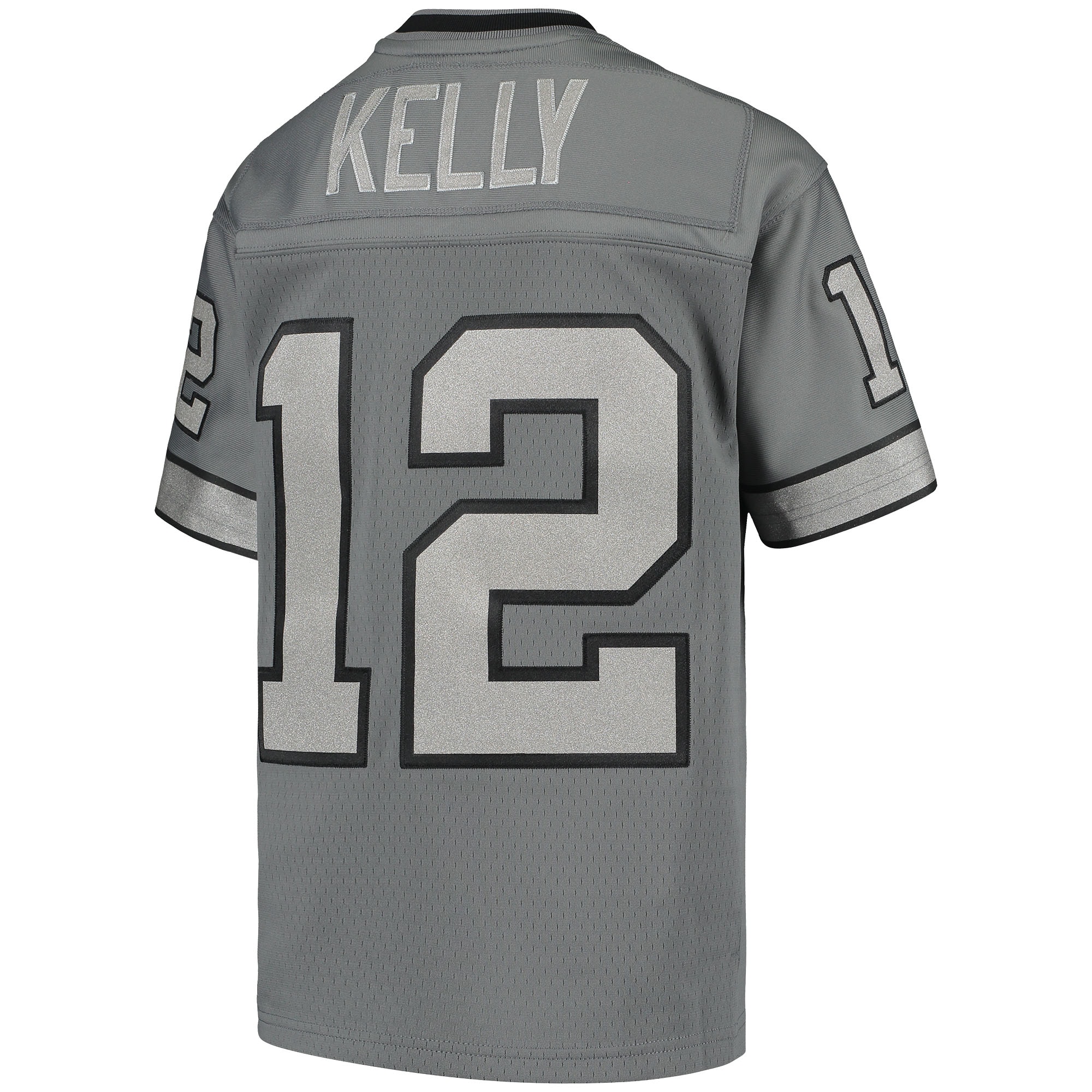 Buffalo Bills Jim Kelly Mitchell Ness Charcoal 1990 Retired Player Metal NFL Jersey Youth