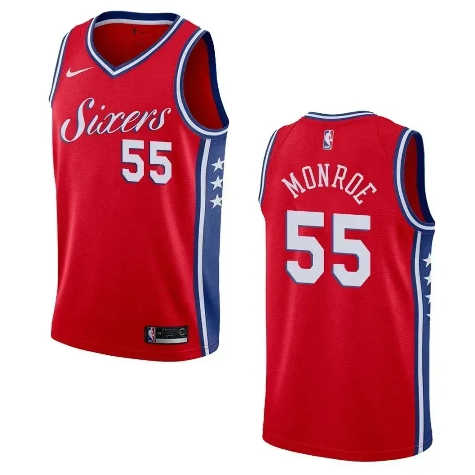 Philadelphia 76ers 55 Greg Monroe Statement Swingman Red NBA Jersey Men's