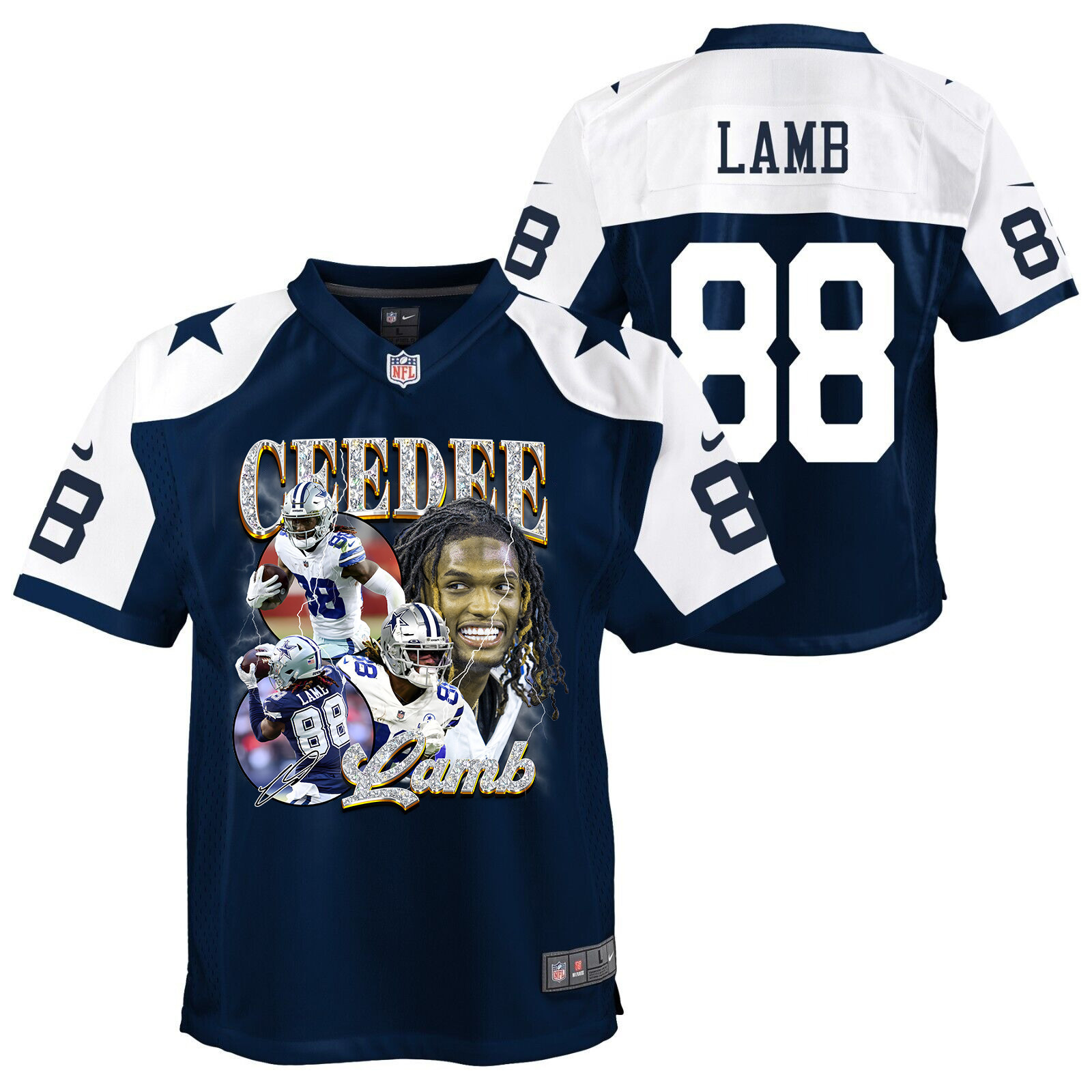 CeeDee Lamb 88 Dallas Cowboys Cee Works Hard Alternate Game NFL Jersey Youth