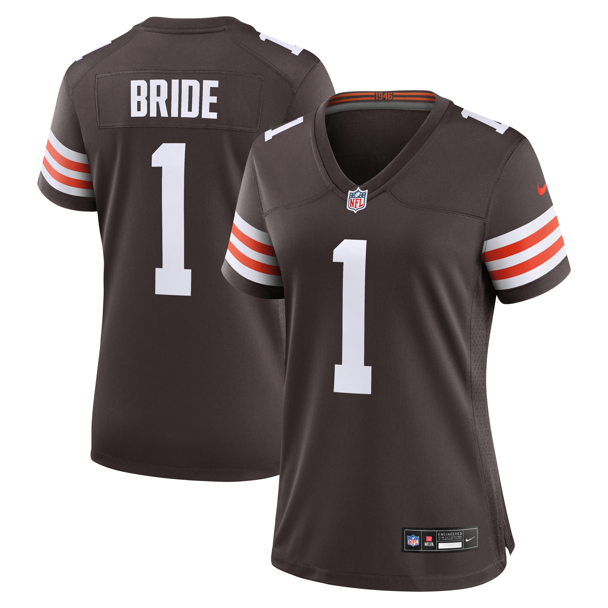 Cleveland Browns Number 1 Bride Brown Game NFL Jersey Women's