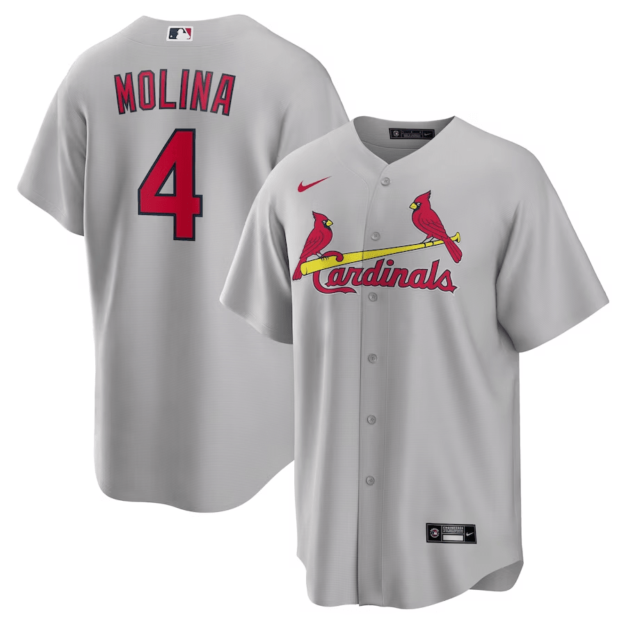 Yadier Molina 4 St. Louis Cardinals Road Gray MLB Jersey Men's