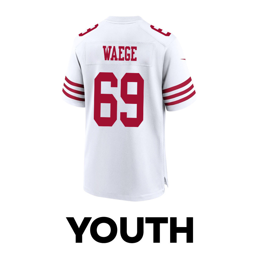 Spencer Waege 69 San Francisco 49ers Super Bowl LVIII Patch Game White NFL Jersey Youth