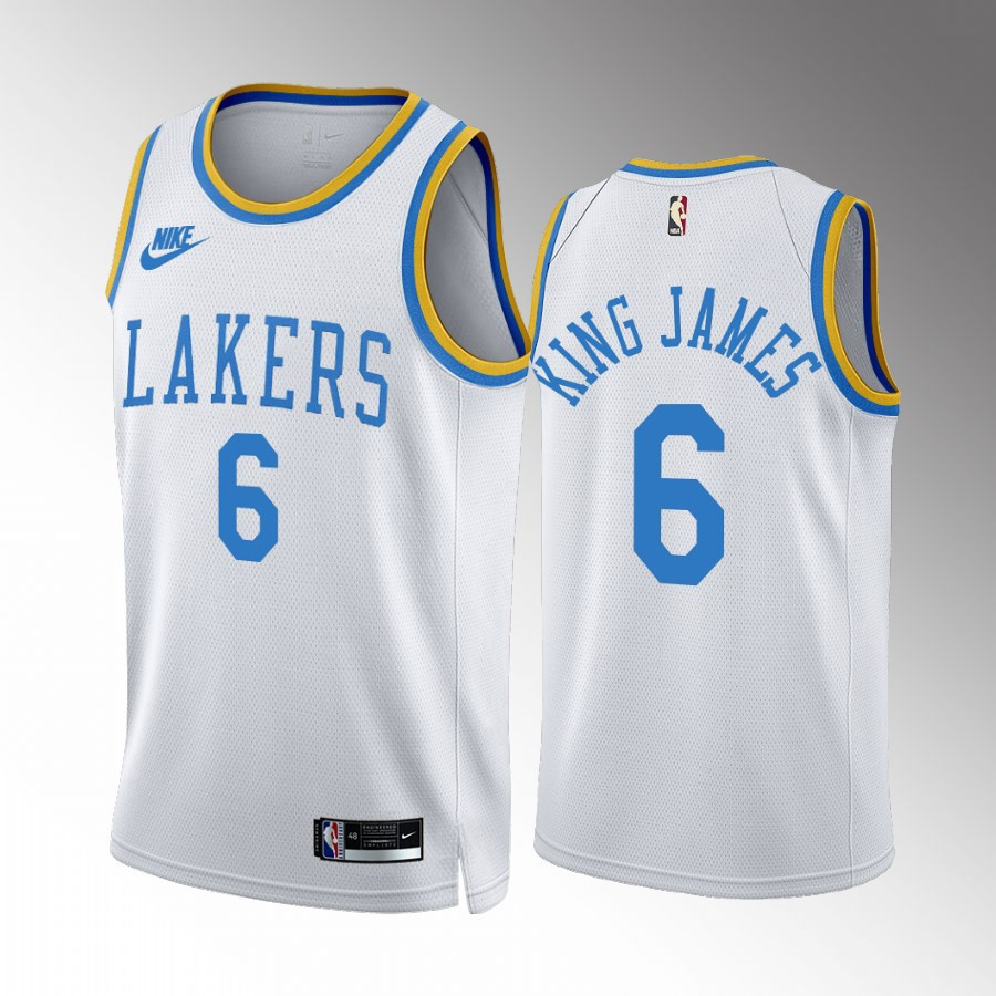 LeBron James King James 6 Los Angeles Lakers White Classic NBA Jersey Men's