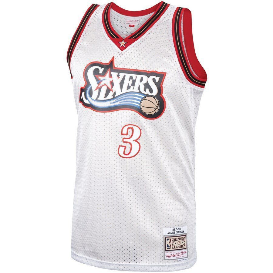 Allen Iverson Philadelphia 76ers Mitchell Ness Hardwood Classics Platinum Swingman NBA Jersey Men's