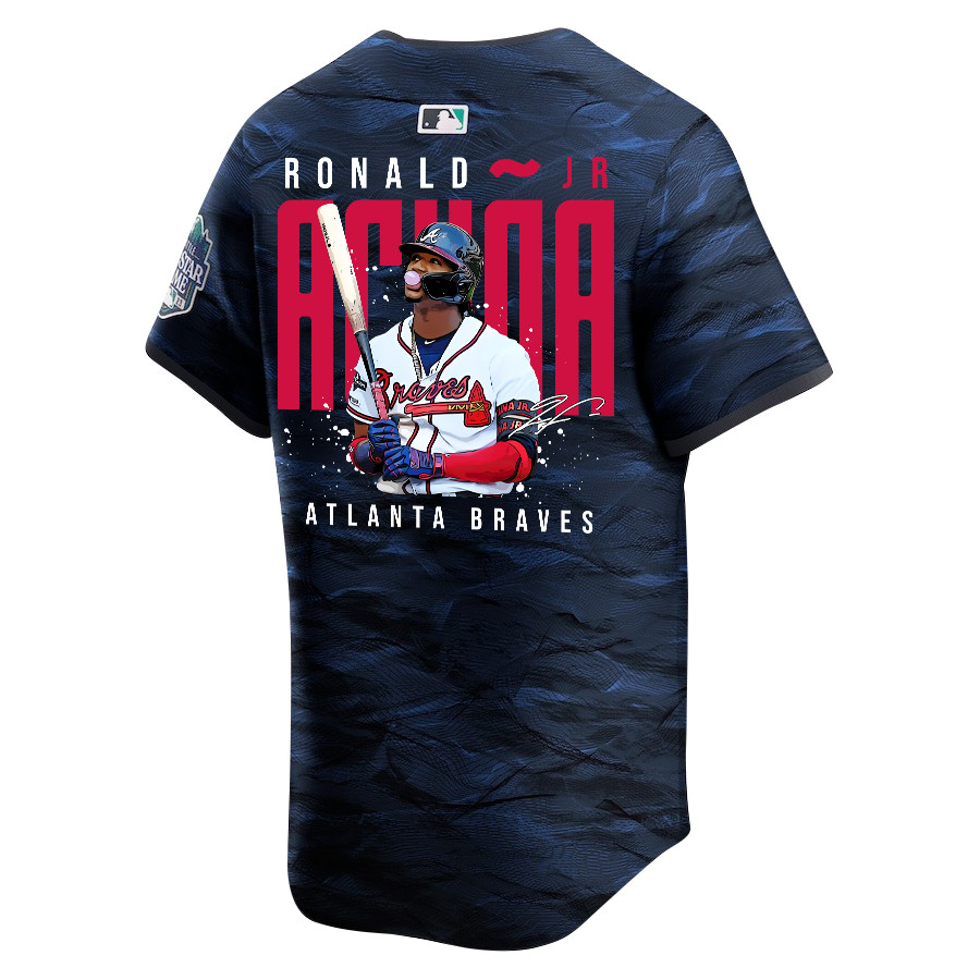 Ronald Acu?a Jr. 13 Atlanta Braves Signed Gum 2023 All Star Game Limited Player Royal MLB Jersey Men's