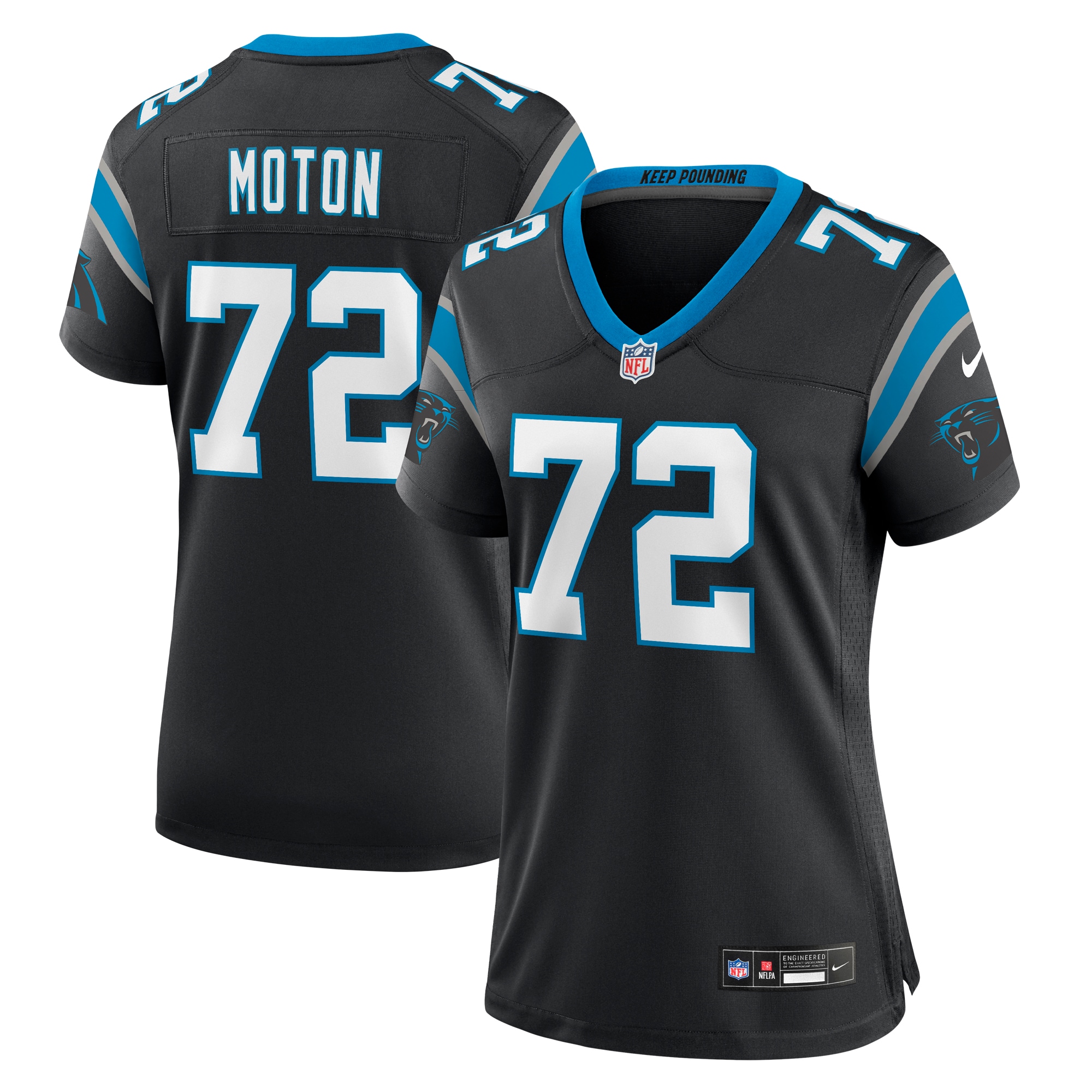 Carolina Panthers Taylor Moton Black Team Game NFL Jersey Women's