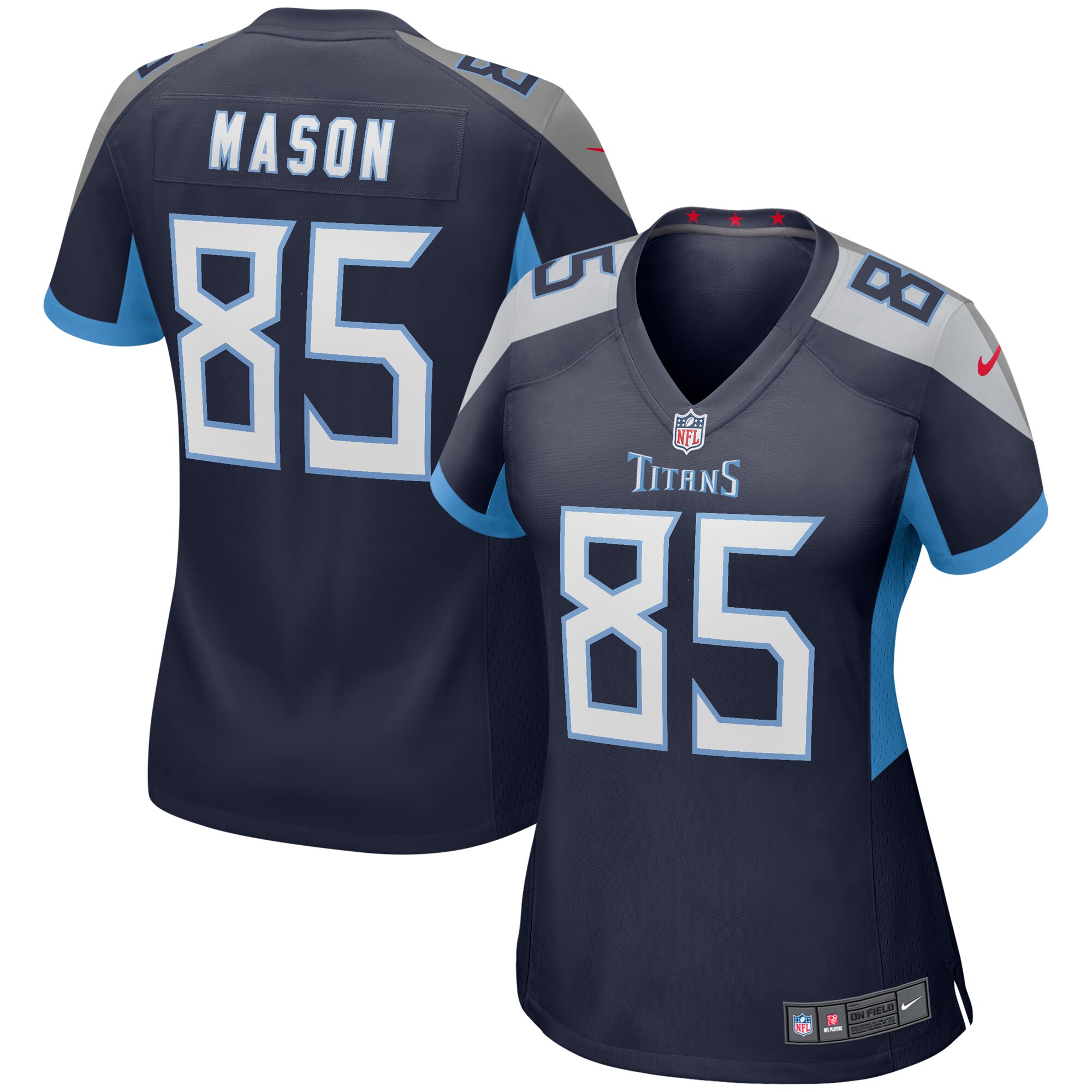 Tennessee Titans Derrick Mason Navy Game Retired Player NFL Jersey Women's