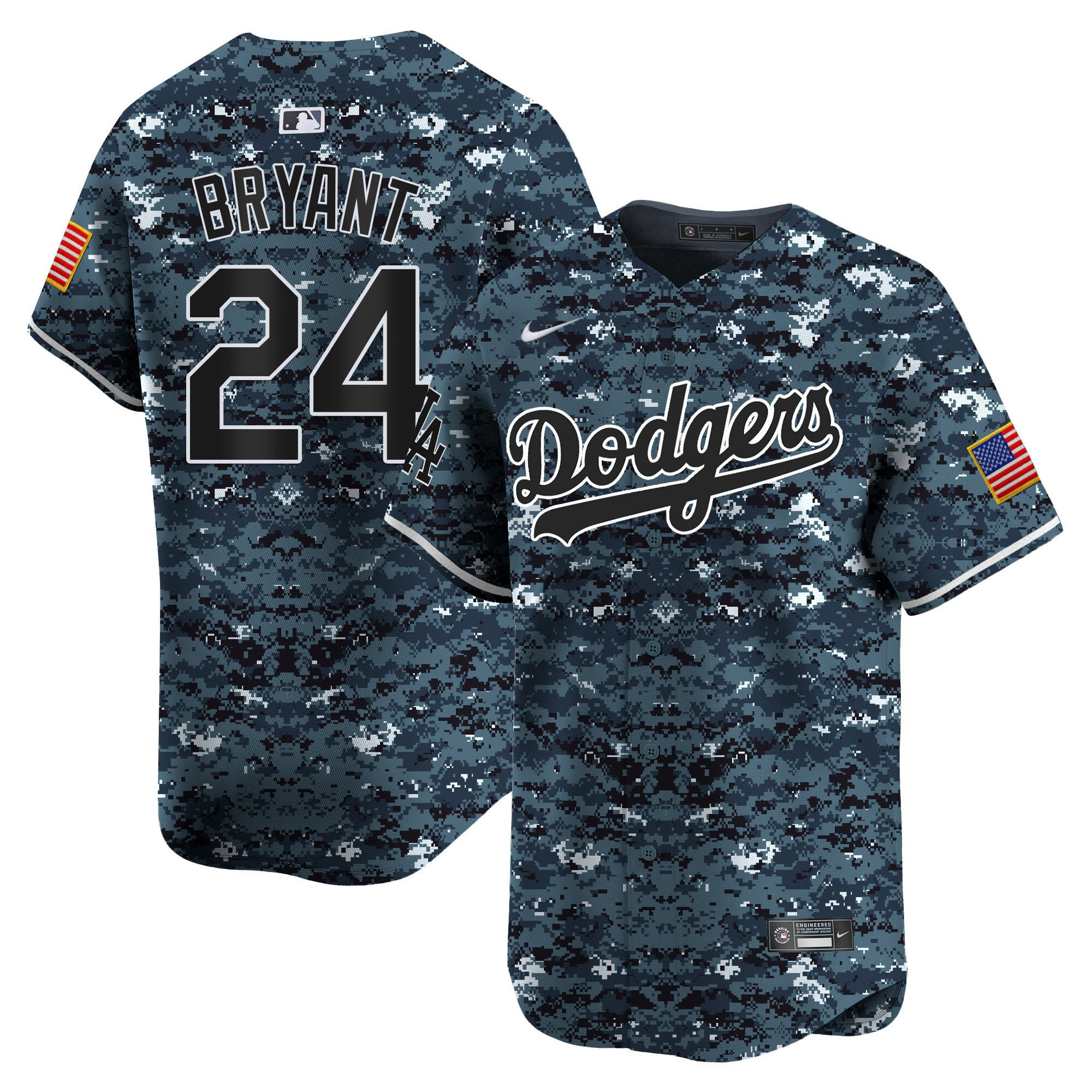 Kobe Bryant 24 Los Angeles Dodgers USMC Alternate Limited Navy MLB Jersey Men's
